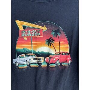 In-N-Out Burger Restaurant T-shirt California Yellow with Cars Sunset Graphics